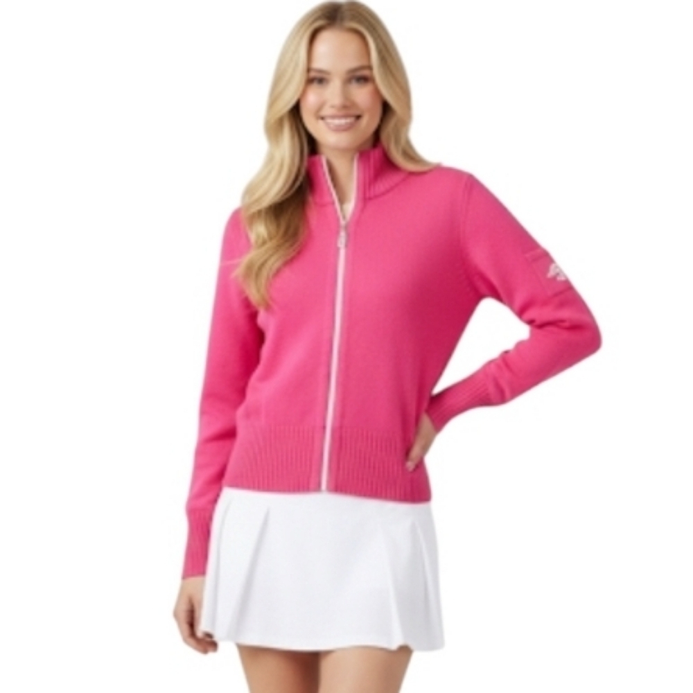 St John Pink Zip Front Cardigan Sweater